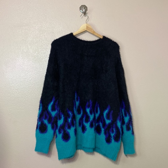 ADIKA - BLACK & BLUE FLAME SWEATER - Picture 7 of 13